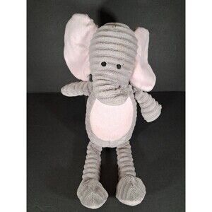 Chick Pea Gray Pink Ribbed Corduroy Elephant Plush Stuffed Animal Toy 12"